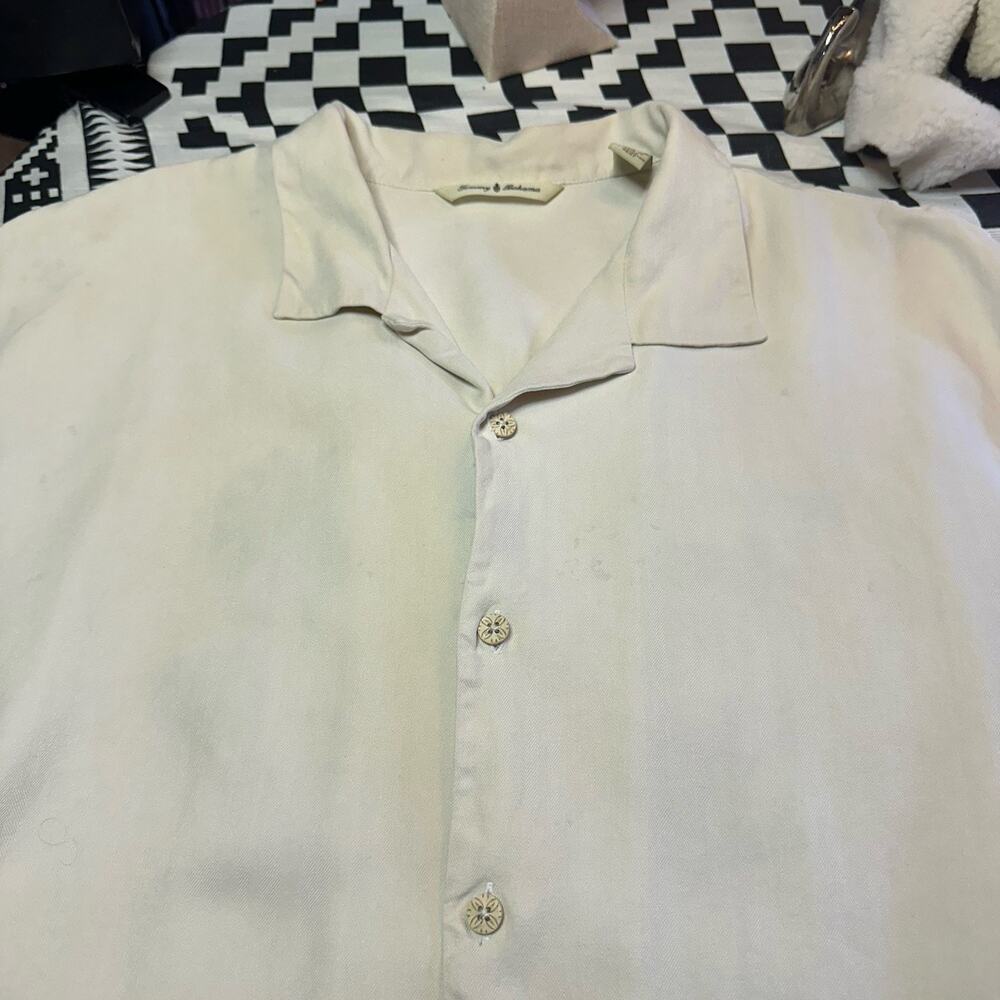 Tommy Bahama Men XL Silk Embroidered "Grill of my dreams" Cream lightweight - Picture 13 of 14